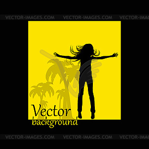 Abstract background jump girl silhouette - vector image