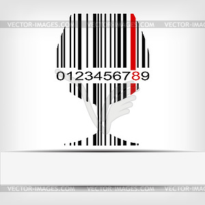 Barcode image with red strip - vector image
