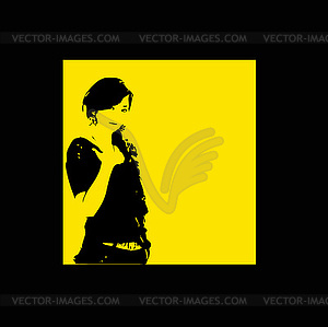 Abstract silhouette girl background - vector clip art