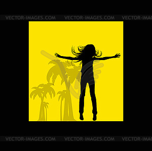 Abstract background jump girl silhouette - vector clipart / vector image