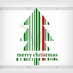 Abstract green Christmas tree barcode background - vector image