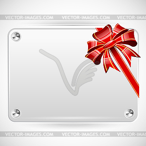 Decorative red ribbon and bow on background of whit - vector clipart