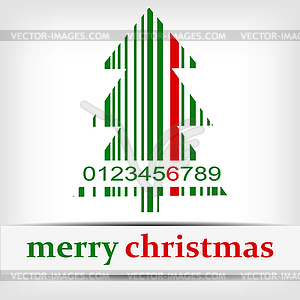 Abstract green Christmas tree barcode background - color vector clipart