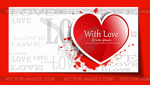 Heart of paper Valentines day card grunge background - stock vector clipart