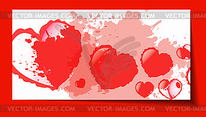 Heart of paper Valentines day card grunge background - vector clip art