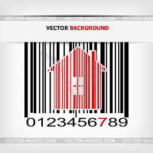 Barcode image with red strip - vector image