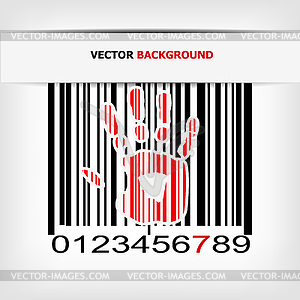 Barcode image with red strip - vector clip art
