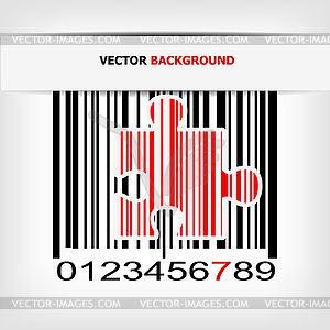 Barcode image with red strip - vector EPS clipart