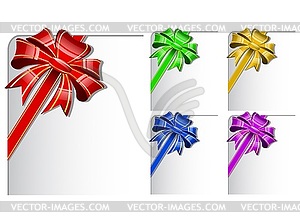 Decorative color ribbon and bow on white corner wit - stock vector clipart