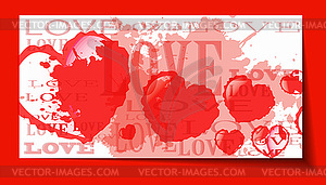 Heart of paper Valentines day card grunge background - vector image