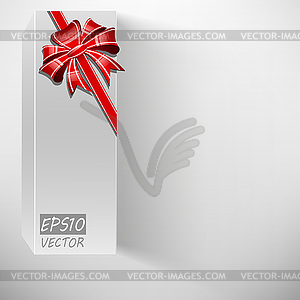 Abstract white box, bow and ribbon - - vector image