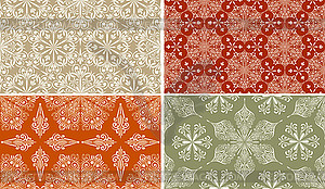 4 Seamless Patterns зимние со снежинками - клипарт Royalty-Free