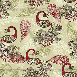 Seamless Winter Pattern with Peacocks and Snowflakes - vector EPS clipart