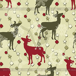 Winter Seamless Pattern with Christmas Decoration, - vector clipart