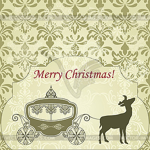 Christmas Greeting Card with Deer and Vintage - vector clipart