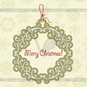 Hanging Frame with Christmas Greetings - vector image
