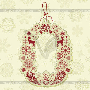 Christmas Tag on Seamless Pattern - vector clip art