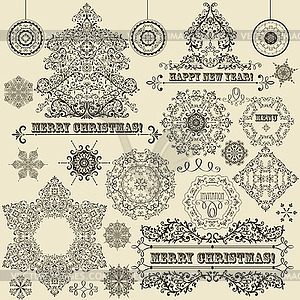 Vintage Christmas Design Elements - векторный клипарт EPS