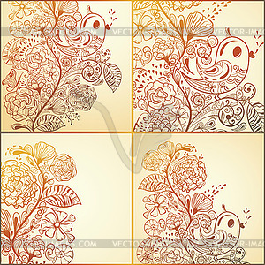 4 Spring Cards - vector clipart / vector image