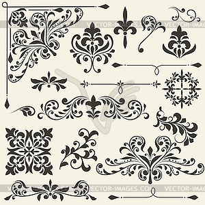 Vintage floral design elements - vector clip art