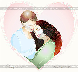 Happy young couple in love. valentines day - vector clipart / vector image