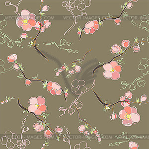 Seamless background. cherry flower - vector image