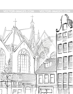 Vintage freehand Amsterdam - vector image