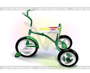 Colorful three-wheeled kids bike - vector clipart