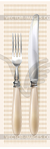 Cutlery. Realistic knife and fork - vector clipart