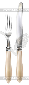 Cutlery. Realistic knife and fork - vector image