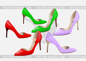 Fashion women’s colorful high-heeled shoes. Set of  - vector clipart / vector image