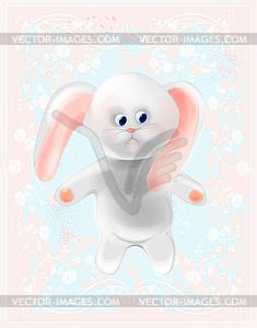 Белый мед кролика. Счастливый Пасхальная открытка. Симпатичный заяц - векторный графический клипарт