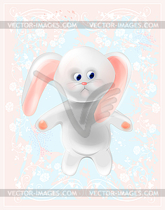 White honey bunny. Happy Easter card. Cute hare - vector clipart