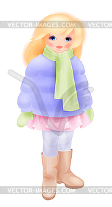 Winter girl. Fashion girl’s clothing. Watercolor s - vector clip art