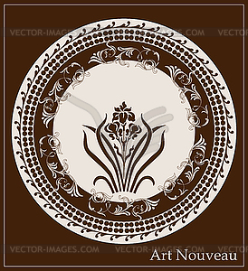 Art nouveau design with iris flower - vector clipart