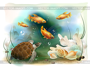 Tropical underwater world - vector clipart