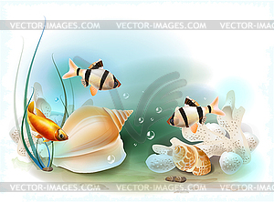 Tropical underwater world - vector clip art