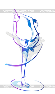 Winter sport. Ladies figure skating. Ice show - vector clip art