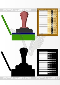 A box with a stamp and abacus  - vector clip art