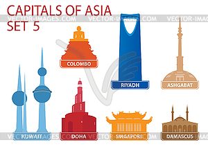 Capitals of Asia - vector image