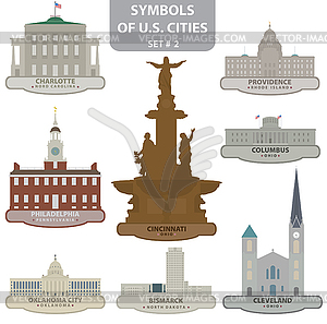 Symbols of US cities - vector clip art