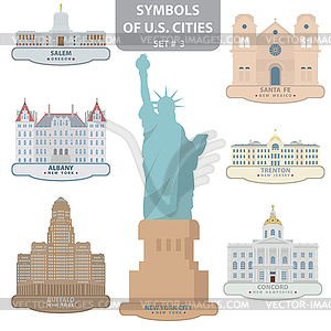 Symbols of US cities - vector clipart