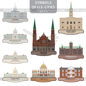 Symbols of US cities - vector clipart / vector image