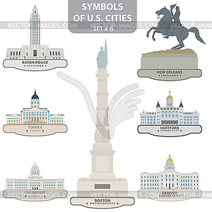 Symbols of US cities - vector image