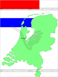 Netherland flag and map - vector clipart