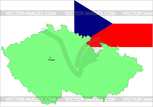 Чешская Республика флаг и карта - иллюстрация в векторном формате