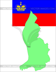 Liechtenstein map and flag - vector clipart