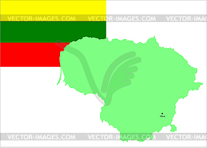Lithuania flag and map, - vector image