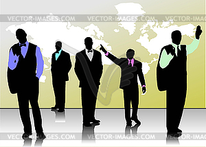 Business people silhouettes - color vector clipart