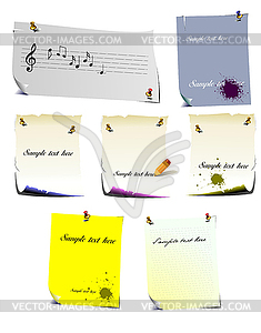 Set of note pages - vector clip art